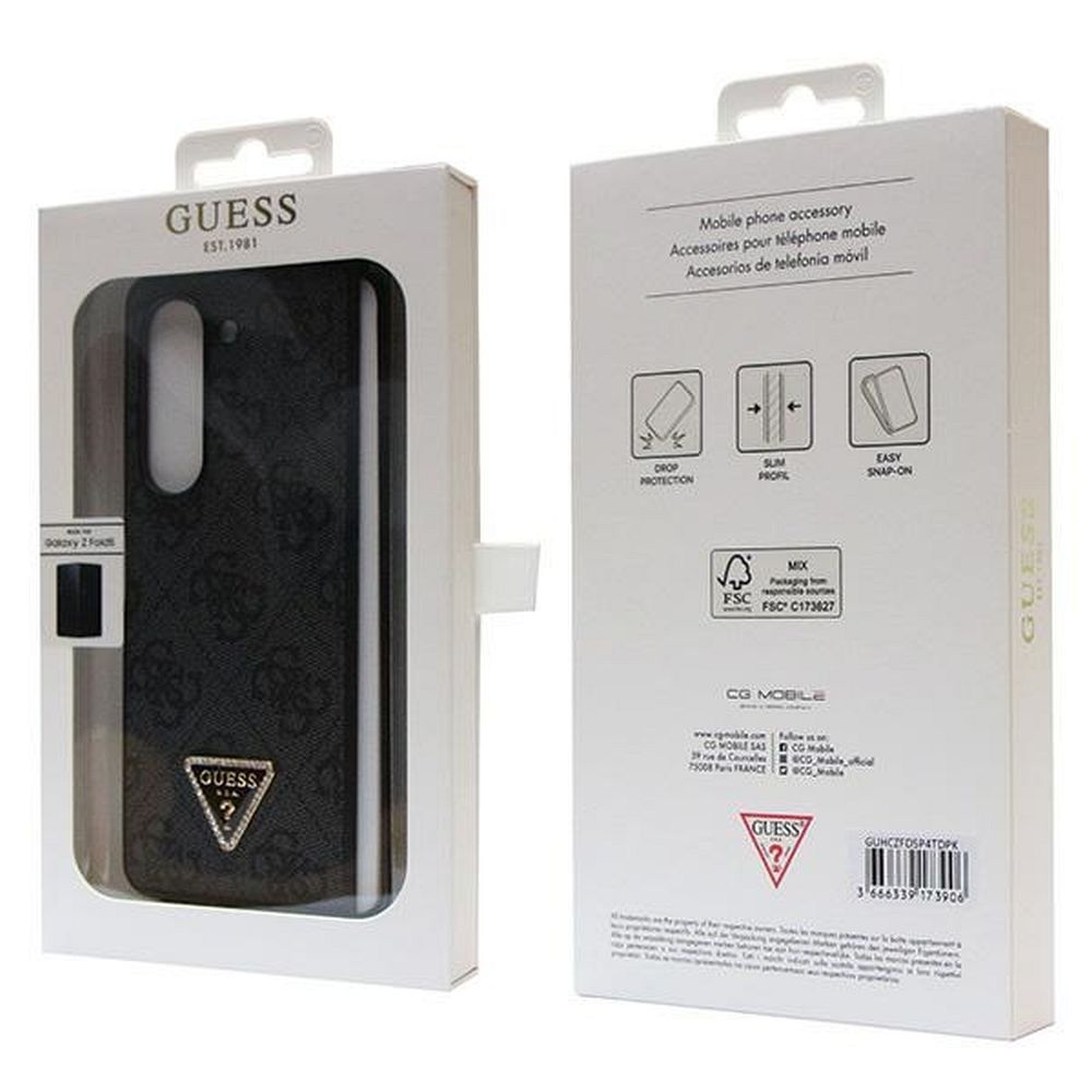 Husa GUESS originala plata pentru Samsung Fold 5 (4G Triangle Strass / negru) - 1 | YEO